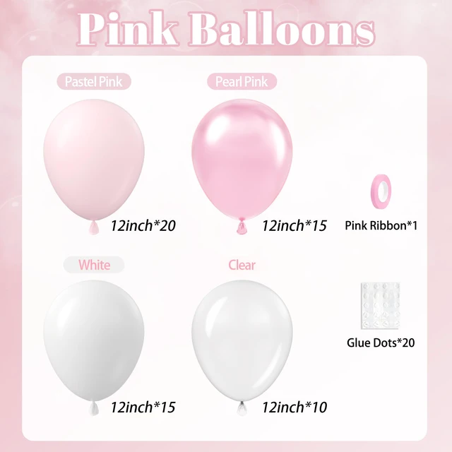 Alt view image 2 of 7 - 60pcs 12inch Pink, White, and Clear Pastel Pearl Balloons