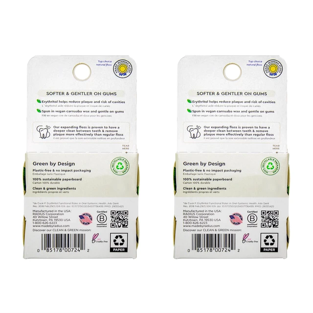Alt view image 3 of 5 - RADIUS Vegan Sponge Floss, PFAS Free, Plastic Free Packaging, 50m/55yd, Vanilla Mint, Pack of 2