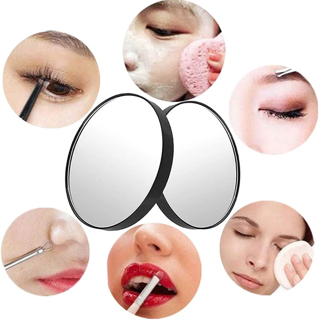 Alt view image 3 of 6 - TTSAM 10X Magnifying Round Mirror with 2 Suction Cups, 3.46in Diameter, for Facial Makeup, Shaving, Home & Travel Essential