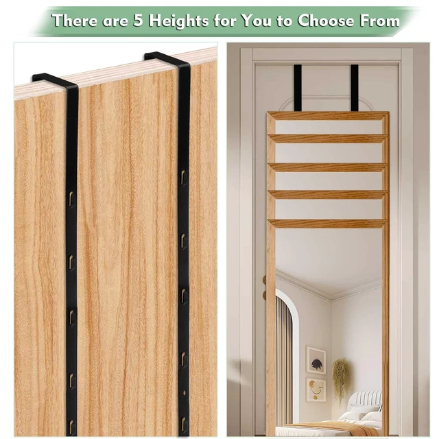 Alt view image 2 of 7 - Over-the-Door Mirror Hanger, 2 Pcs Adjustable Door Brackets with Protective Lining, Black (Mirror Not Included)