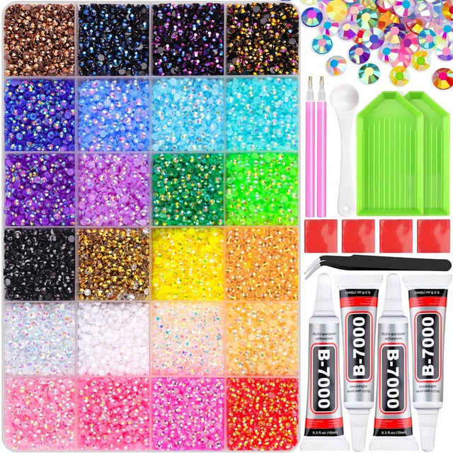Main image of 34000Pcs Resin Jelly Rhinestones, Multicolor 3mm Flatback Gems, Bedazzler Kit with 3Pcs 10ml B7000 Glue for Diamond Art, Crafting & Nail Art