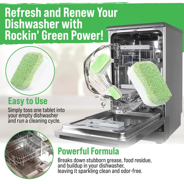 Alt view image 5 of 7 - Rockin' Green Dishwasher Cleaner Citrus Lime Tablets 8 Pack