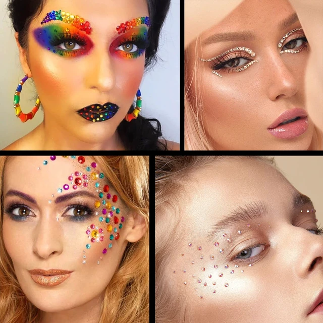 Alt view image 2 of 6 - Flat Back Rhinestone Kit - Colorful Rhinestones, Crystal AB, Transparent White Face Gems, Nail Gem, Quick Dry Glue, Picker Pencil, Tweezer for Bedazzling Face & Nail Art