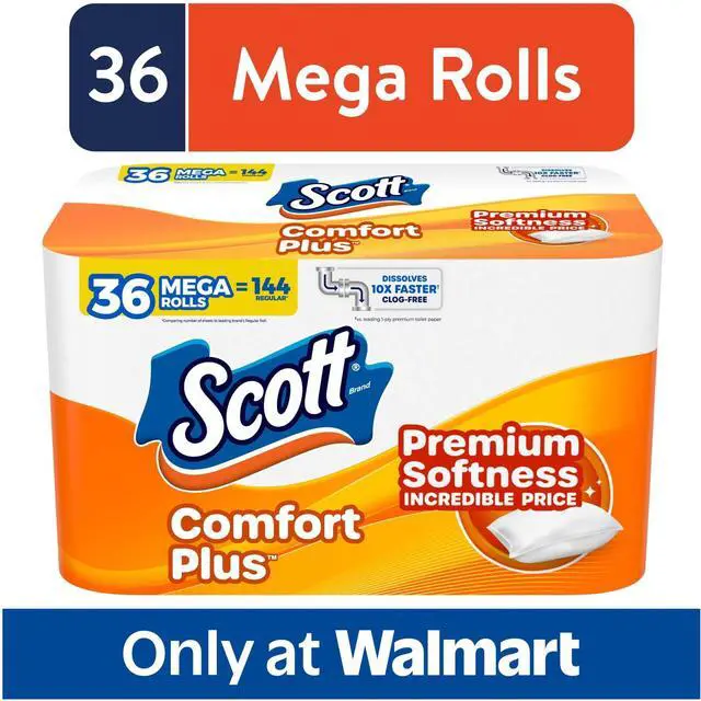Main image of 36 MegaRolls ComfortPlus Toilet Paper, Scott Soft Household Bathroom Tissue