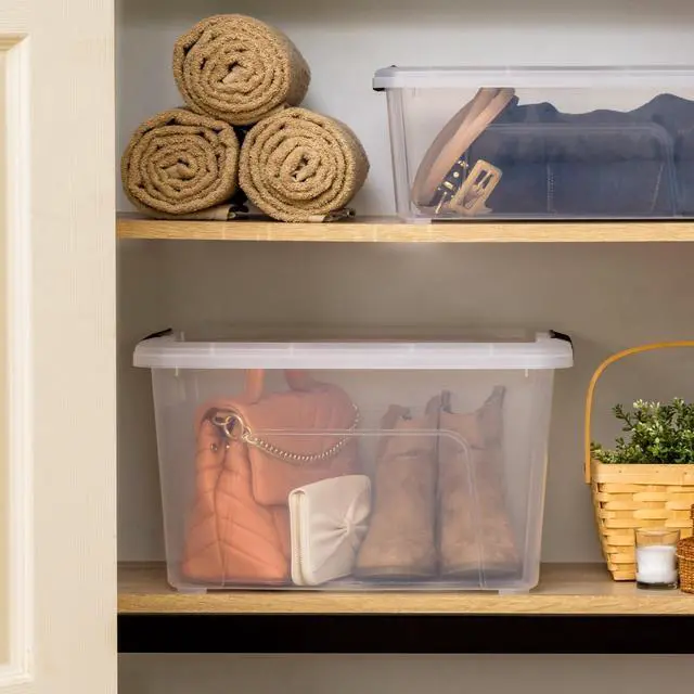 Alt view image 6 of 6 - IRIS 32 Qt. Plastic Storage Bin with Lid, Stackable Storage Containers, Tote