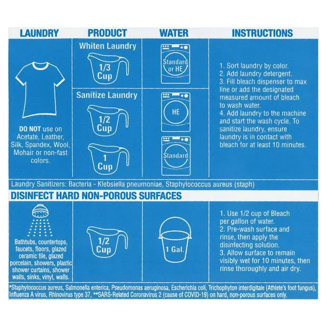 Alt view image 4 of 6 - Great Value LowSplash Bleach, 81 fl oz, Concentrated Household Chlorine Bleach for Laundry and MultiSurface Cleaning