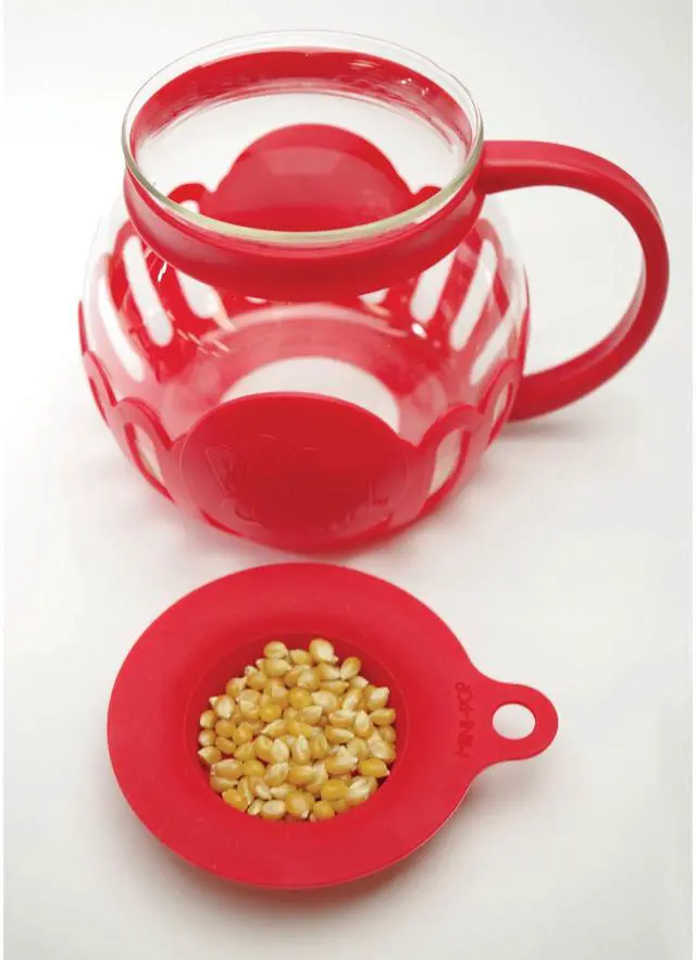 Alt view image 2 of 6 - Tasty MicroPop Microwave Popcorn Maker, 1.5 Qt Borosilicate Glass Popcorn Popper, Red, BPAFree Home Popcorn Making Container