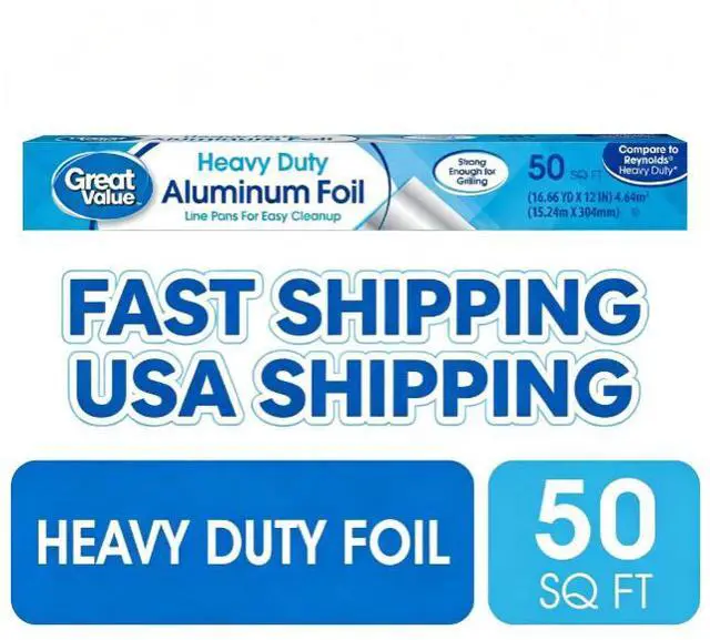 Main image of Great Value Heavy Duty Aluminum Foil, 50 Sq Ft, Thick Durable Kitchen Foil Wrap for Baking, Roasting, Grilling & Food Storage