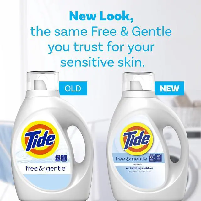 Alt view image 4 of 6 - Tide Free & Gentle Liquid Laundry Detergent, Hypoallergenic Unscented Washing Soap for Sensitive Skin, 34 fl oz, 25 Loads
