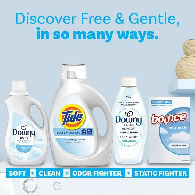Alt view image 6 of 6 - Tide Free & Gentle Liquid Laundry Detergent, Hypoallergenic Unscented Washing Soap for Sensitive Skin, 34 fl oz, 25 Loads
