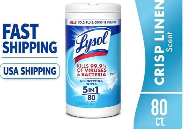 Main image of Lysol Disinfecting Wipes, MultiSurface Antibacterial All Purpose Cleaner Wipes, Crisp Linen Scent, 80 Count, Household Sanitizing Cleaning Supplies