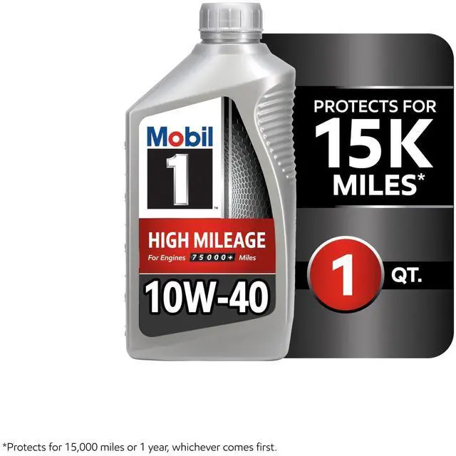 Alt view image 2 of 6 - Mobil 1 High Mileage Full Synthetic Motor Oil 10W40, 1 Quart, Advanced FullSynthetic Engine Oil for High Mileage Vehicles