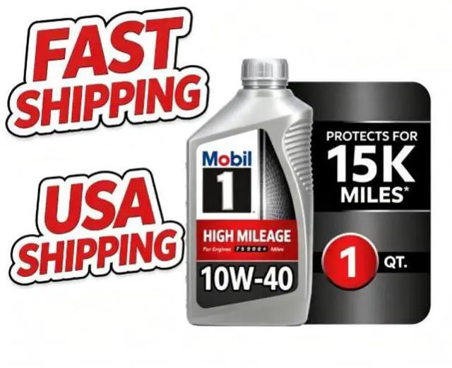 Main image of Mobil 1 High Mileage Full Synthetic Motor Oil 10W40, 1 Quart, Advanced FullSynthetic Engine Oil for High Mileage Vehicles