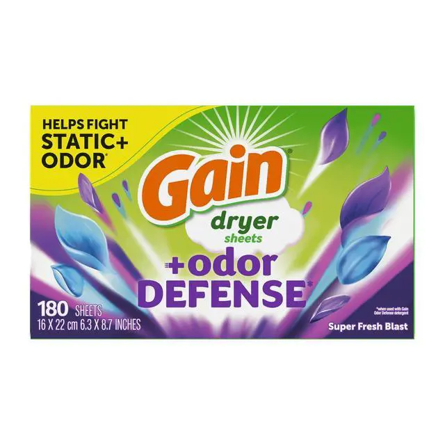 Alt view image 5 of 6 - Gain Fabric Softener Dryer Sheets with Odor Defense, Super Fresh Blast Scent, 180 Count, StaticReducing AntiOdor Laundry Sheets for Fresh Soft Clothes