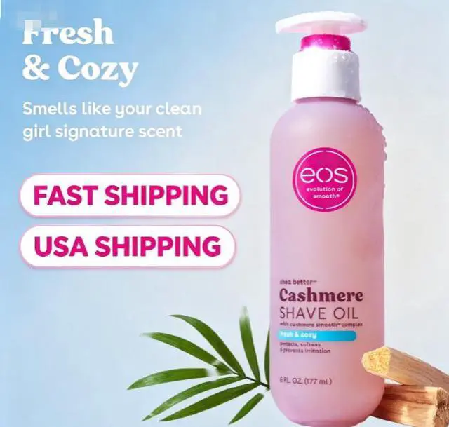 Main image of eos Cashmere Shave Oil for Smooth Skin, Fresh & Cozy Scent, 6 fl oz, Hydrating PreShave Oil for Men & Women, Moisturizing Shaving Treatment