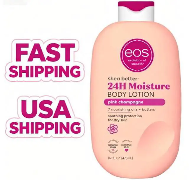 Main image of eos Shea Better Body Lotion for Dry Skin, Pink Champagne Scent, 16 fl oz, LongLasting Moisturizing Shea Butter Skin Care Cream for Daily Hydration