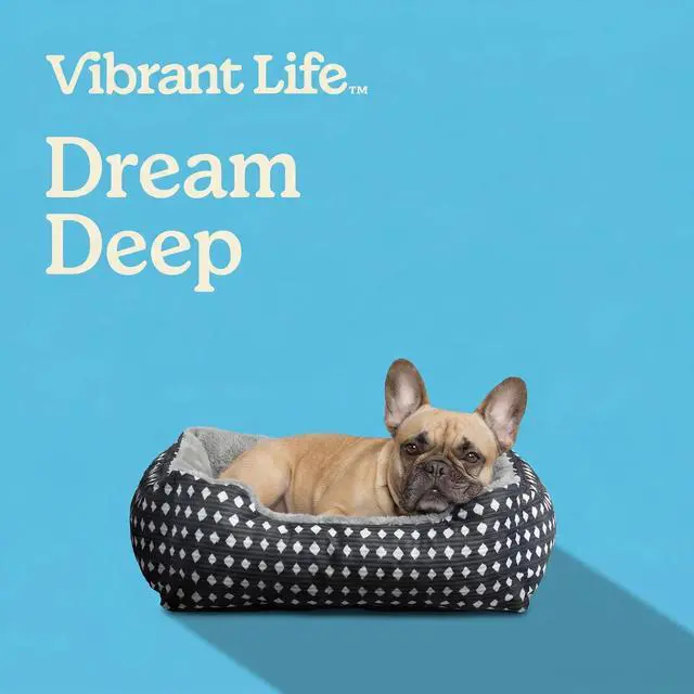 Alt view image 4 of 6 - Vibrant Life Small Cuddler Pet Bed, Black and White Diamond Pattern, 19"x 15", Soft Bolster Nest Dog Bed & Cat Bed for Small Pets