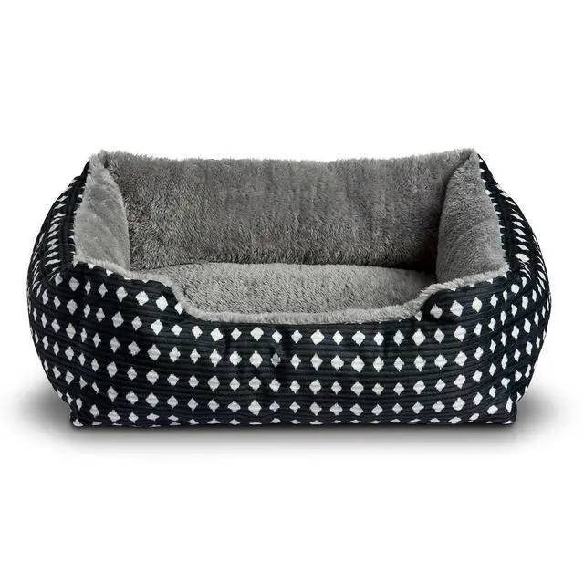 Alt view image 5 of 6 - Vibrant Life Small Cuddler Pet Bed, Black and White Diamond Pattern, 19"x 15", Soft Bolster Nest Dog Bed & Cat Bed for Small Pets