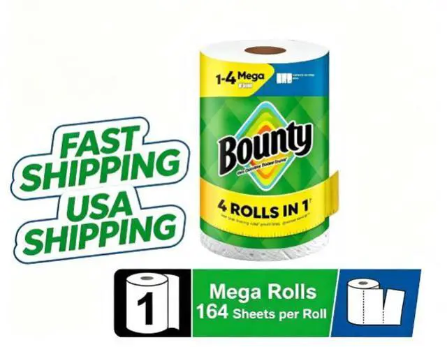 Main image of Bounty SelectASize White Paper Towels, 1 Mega Roll, 164 Sheets Per Roll, Absorbent Household Kitchen Paper Towel