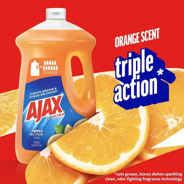 Alt view image 4 of 6 - Ajax Ultra Liquid Dish Soap, TripleAction GreaseCutting Dishwashing Liquid, Orange Citrus Scent, 90 fl oz Bottle
