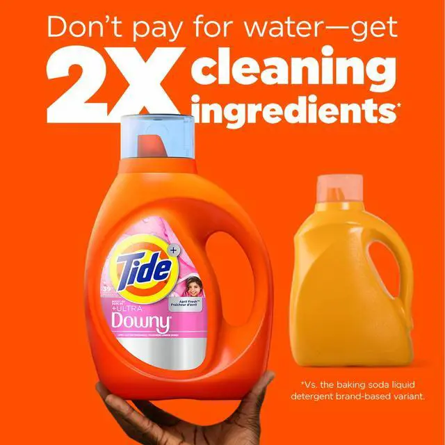 Alt view image 5 of 6 - Tide Laundry Detergent Liquid Plus a Boost of Ultra Downy, April Fresh Scent, 2in1 Clean & Soften, HE Compatible, 30 fl oz, 21 Loads