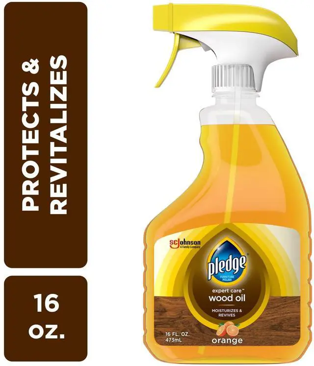Main image of Pledge Wood Oil Expert Care Trigger Spray, Moisturizes & Revives Sealed Wood Furniture, Orange Scent, 16 oz