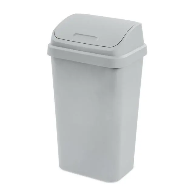 Alt view image 6 of 6 - Sterilite 13 Gallon Plastic Kitchen Trash Can, SwingTop Lid Waste Basket, OdorBlocking Garbage Bin, Light Gray