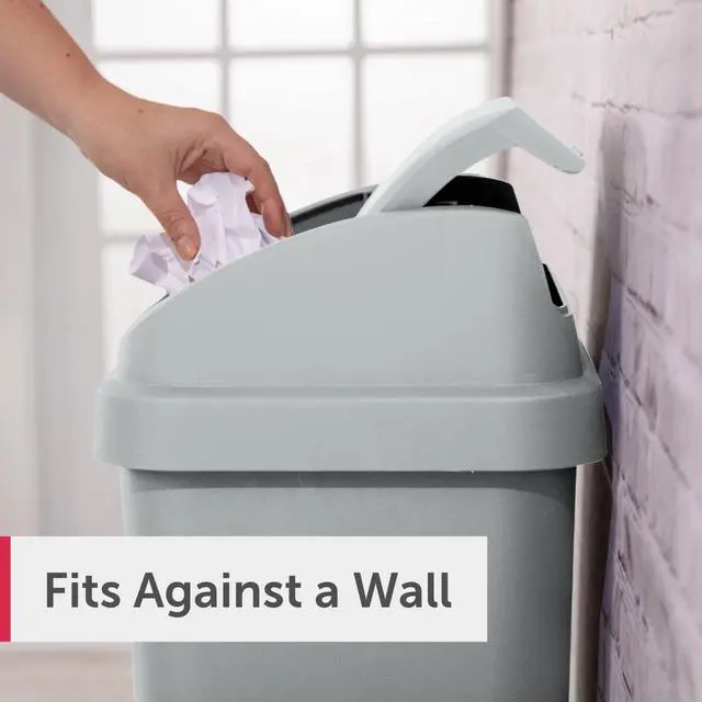 Alt view image 3 of 6 - Sterilite 13 Gallon Plastic Kitchen Trash Can, SwingTop Lid Waste Basket, OdorBlocking Garbage Bin, Light Gray