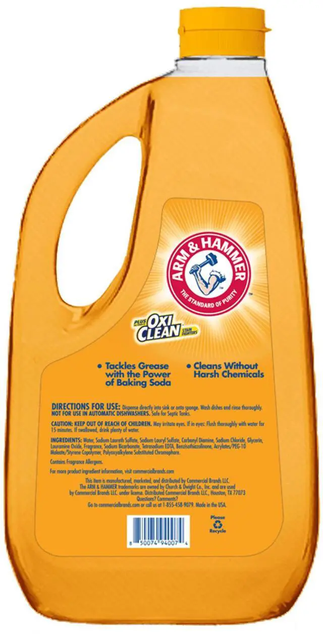Alt view image 4 of 6 - Arm & Hammer + Oxi Clean Ultra Liquid Dish Soap, Fresh Citrus Scent, Grease & FoodStain Fighter HandWash Dish Detergent, 64 oz