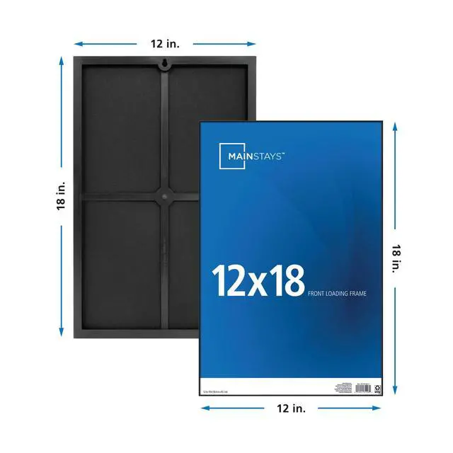 Alt view image 6 of 6 - Mainstays 12 x 18 Inch Black FrontLoading Picture Frame, Wall Mount & Tabletop Display Photo Frame for Posters, Art Prints & Documents