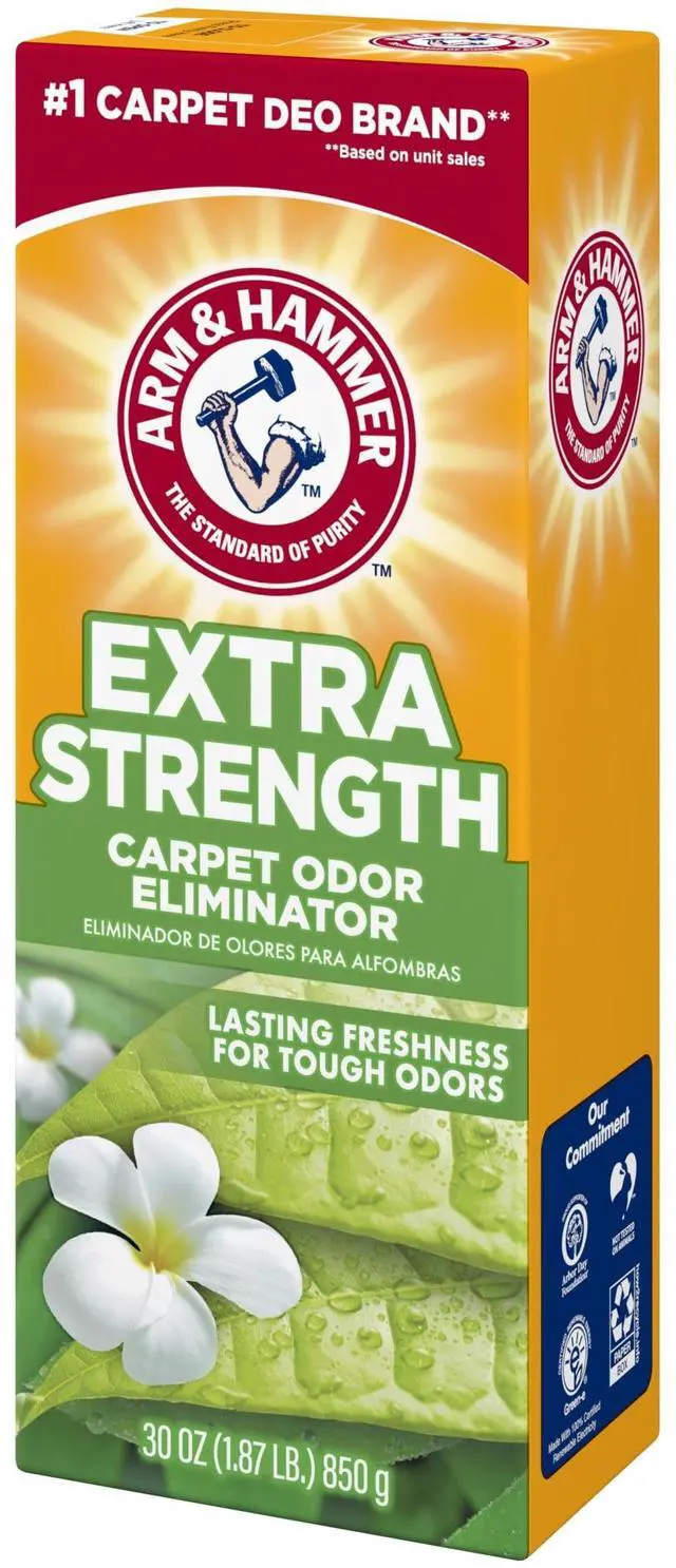 Alt view image 2 of 6 - (3 Pack) ARM & HAMMER Extra Strength Carpet Odor Eliminator Powder, Fresh Scent, 30 oz