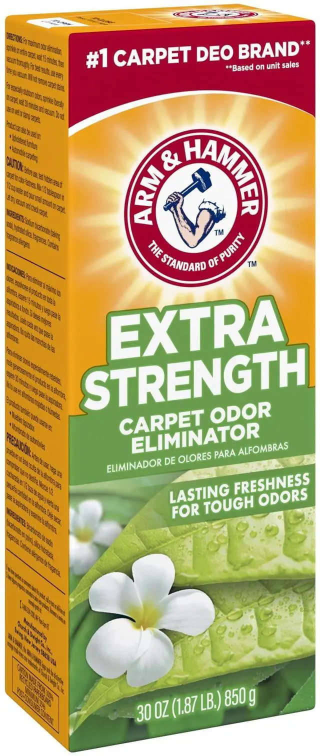 Alt view image 4 of 6 - (3 Pack) ARM & HAMMER Extra Strength Carpet Odor Eliminator Powder, Fresh Scent, 30 oz