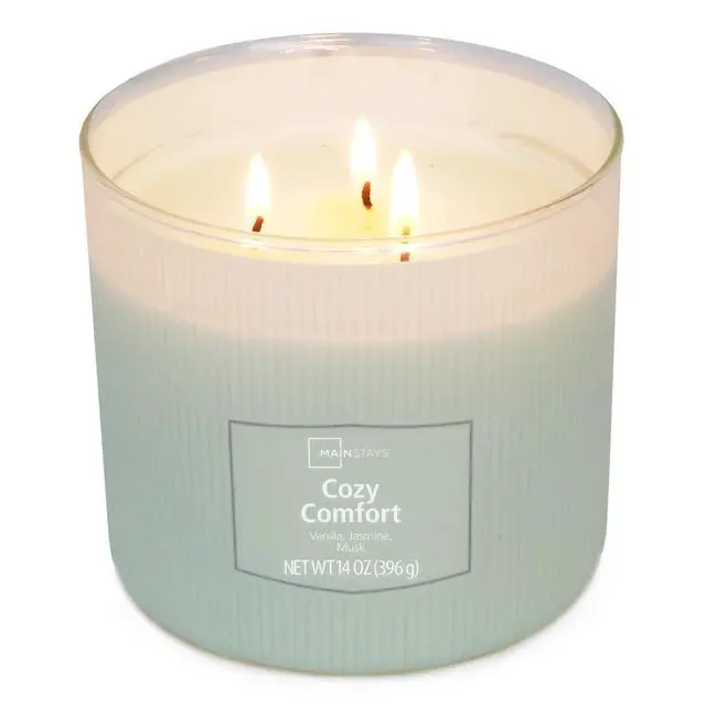 Alt view image 3 of 6 - Mainstays Cozy Comfort 3Wick Textured Wrapped Scented Candle, 14 oz