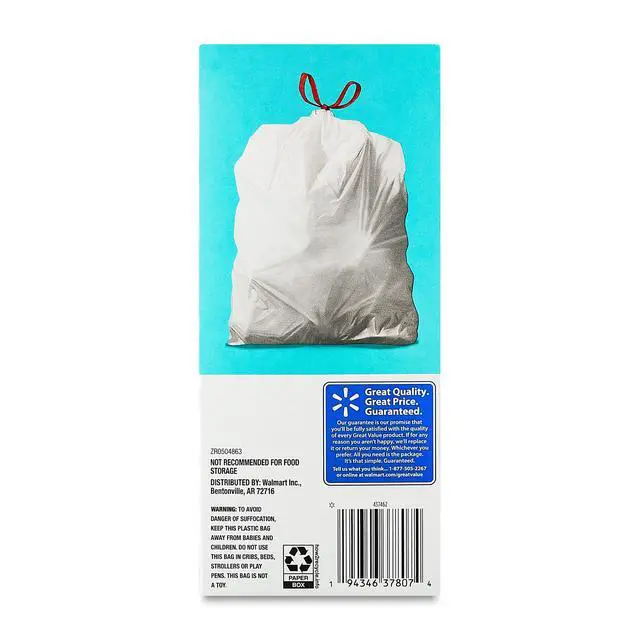 Alt view image 2 of 7 - Great Value Medium Drawstring Trash Bags, 8 Gallon, 40Count