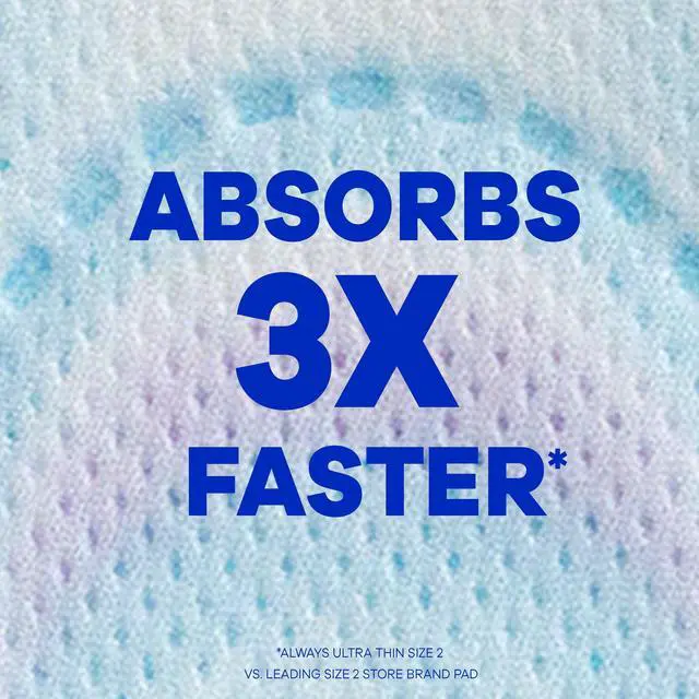 Alt view image 3 of 7 - Always Ultra Thin Sanitary Pads with Wings, Size 2 Long Super Absorbency Period Pads, 20 Count