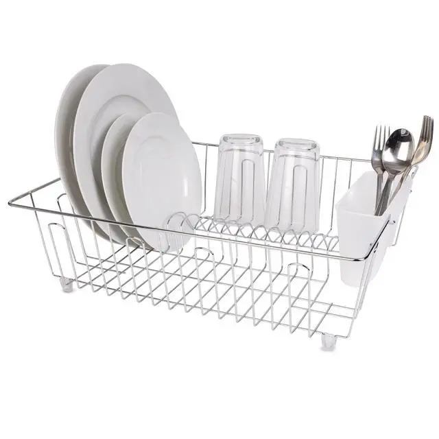 Alt view image 3 of 7 - Mainstays Stainless Steel Kitchen Dish Drying Rack, RustResistant Countertop Dish Drainer Organizer for Plates, Bowls, Cups & Utensils