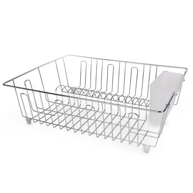 Alt view image 4 of 7 - Mainstays Stainless Steel Kitchen Dish Drying Rack, RustResistant Countertop Dish Drainer Organizer for Plates, Bowls, Cups & Utensils