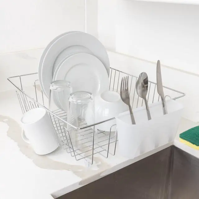Main image of Mainstays Stainless Steel Kitchen Dish Drying Rack, RustResistant Countertop Dish Drainer Organizer for Plates, Bowls, Cups & Utensils