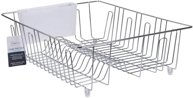 Alt view image 2 of 7 - Mainstays Stainless Steel Kitchen Dish Drying Rack, RustResistant Countertop Dish Drainer Organizer for Plates, Bowls, Cups & Utensils