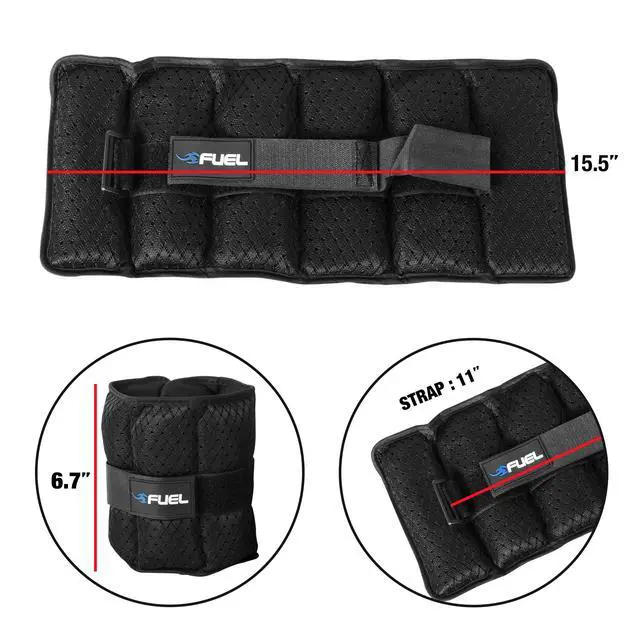 Alt view image 4 of 7 - Fuel Pureformance Unisex Adjustable Wrist / Ankle Weights, 5Lb Each Pair, 10 lbs Total, 6 Removable Weight Packs