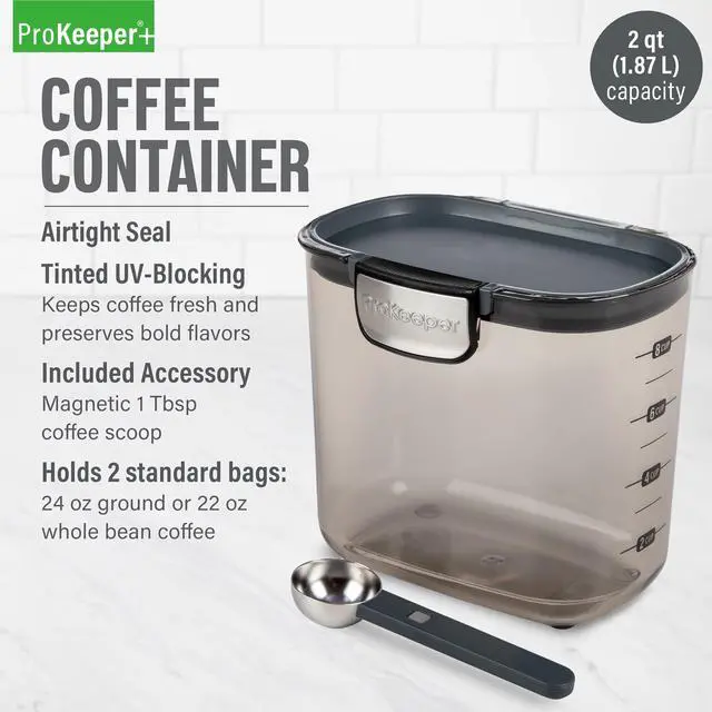 Alt view image 7 of 7 - ProKeeper+ Plastic Coffee Airtight Storage Container, BPAFree Food Canister for Pantry Organization & Coffee Storage