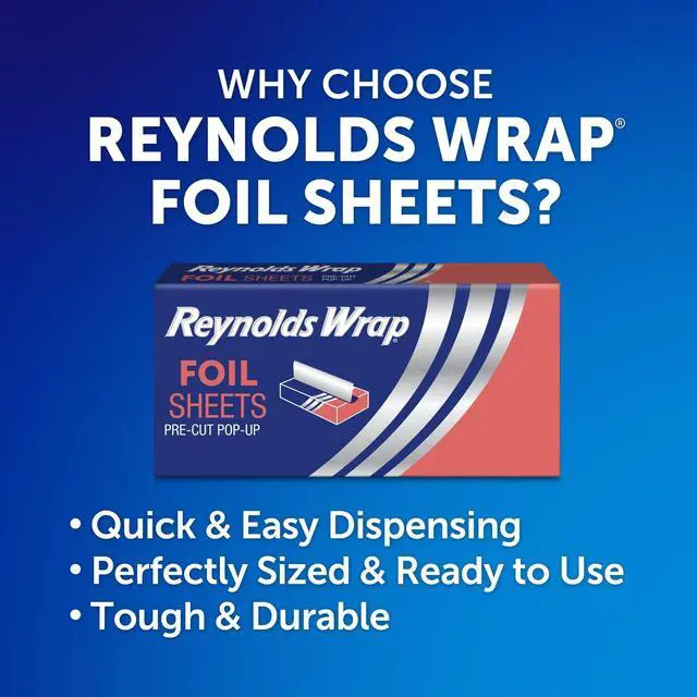 Alt view image 6 of 7 - Reynolds Wrap Pre-Cut Pop-Up Aluminum Foil Sheets, 50 Sheets, 14 x 10.25 Inches