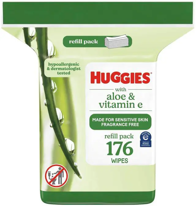 Alt view image 6 of 6 - Huggies Unscented Wipes with Aloe & Vitamin E, 1 Refill Pack, 176 Total Count
