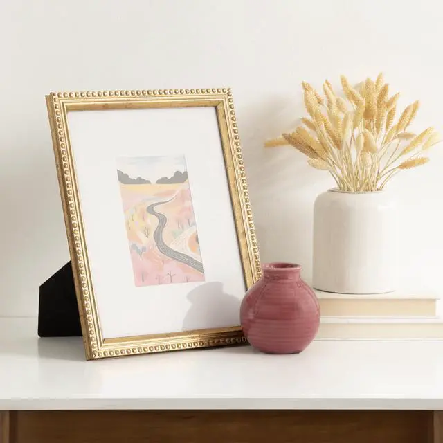 Alt view image 2 of 6 - DesignOvation Beaded Gold Decorative Tabletop Picture Frame, 8x10 Matted for 4x6