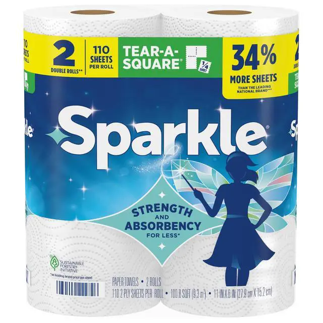 Alt view image 3 of 5 - Sparkle Tear-A-Square Paper Towels, 110 Sheets per Roll, 2 Double Rolls
