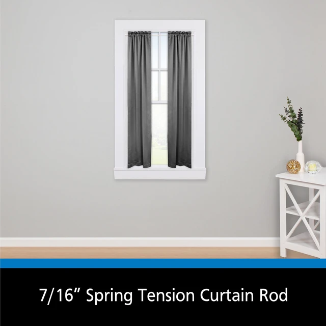 Alt view image 6 of 6 - Mainstays Adjustable Spring Tension Curtain Rod (2 Pack), 7/16 in, 18-28 in, Chrome