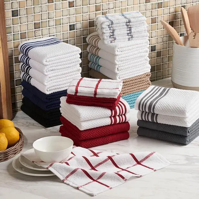 Alt view image 4 of 6 - Mainstays Woven Kitchen Towel Set, 4-Pack, 16 x 26 Inches, Black
