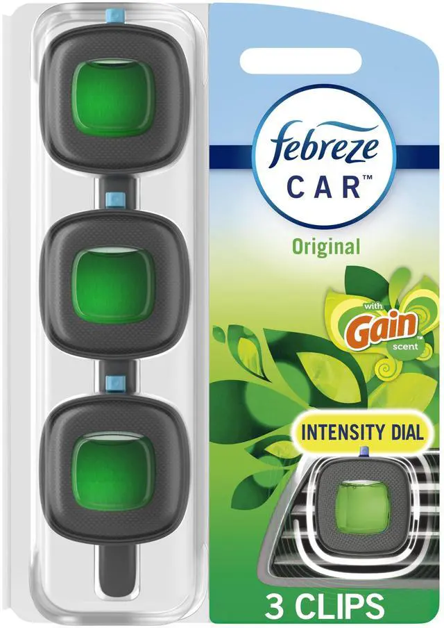 Main image of Febreze Odor-Fighting Car Vent Clip Air Freshener, Gain Original, 3 Count