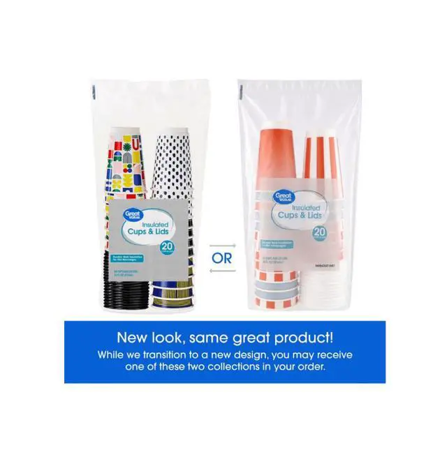 Alt view image 5 of 6 - Great Value 16 oz Insulated Hot Paper Cups with Lids, 20 Count