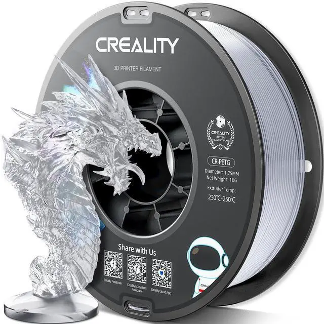 Main image of CREALITY Official PETG 3D Printer Filament 1.75mm 1KG (2.2lbs) Transparent